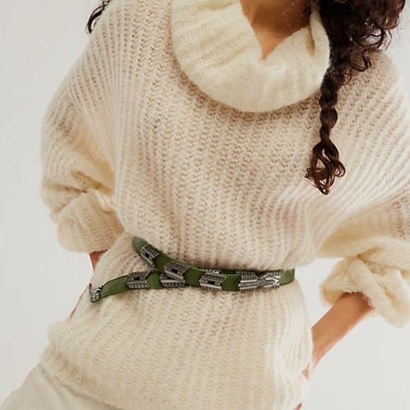 Free People Jungle Collection  Leather Belt with Silver Accents xs/S - Picture 2 of 7